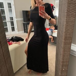 Never worn! Black cotton gown with mesh cut outs!